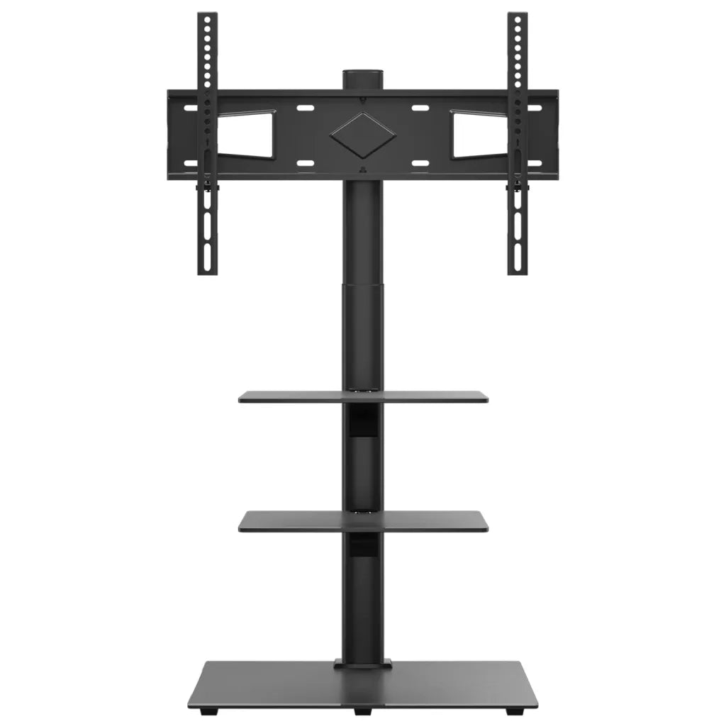 Mobile angolare girevole per TV 66 x 38 x 128,5 cm 3 ripiani salvaspazio elegante in metallo nero 02_0047638