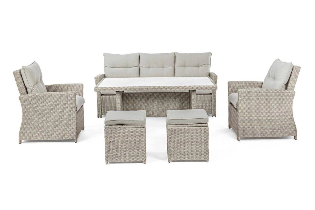 Set Salottino da Giardino Ariel Esterno Divano 2 Poltrone Tavolino 2 Sgabelli