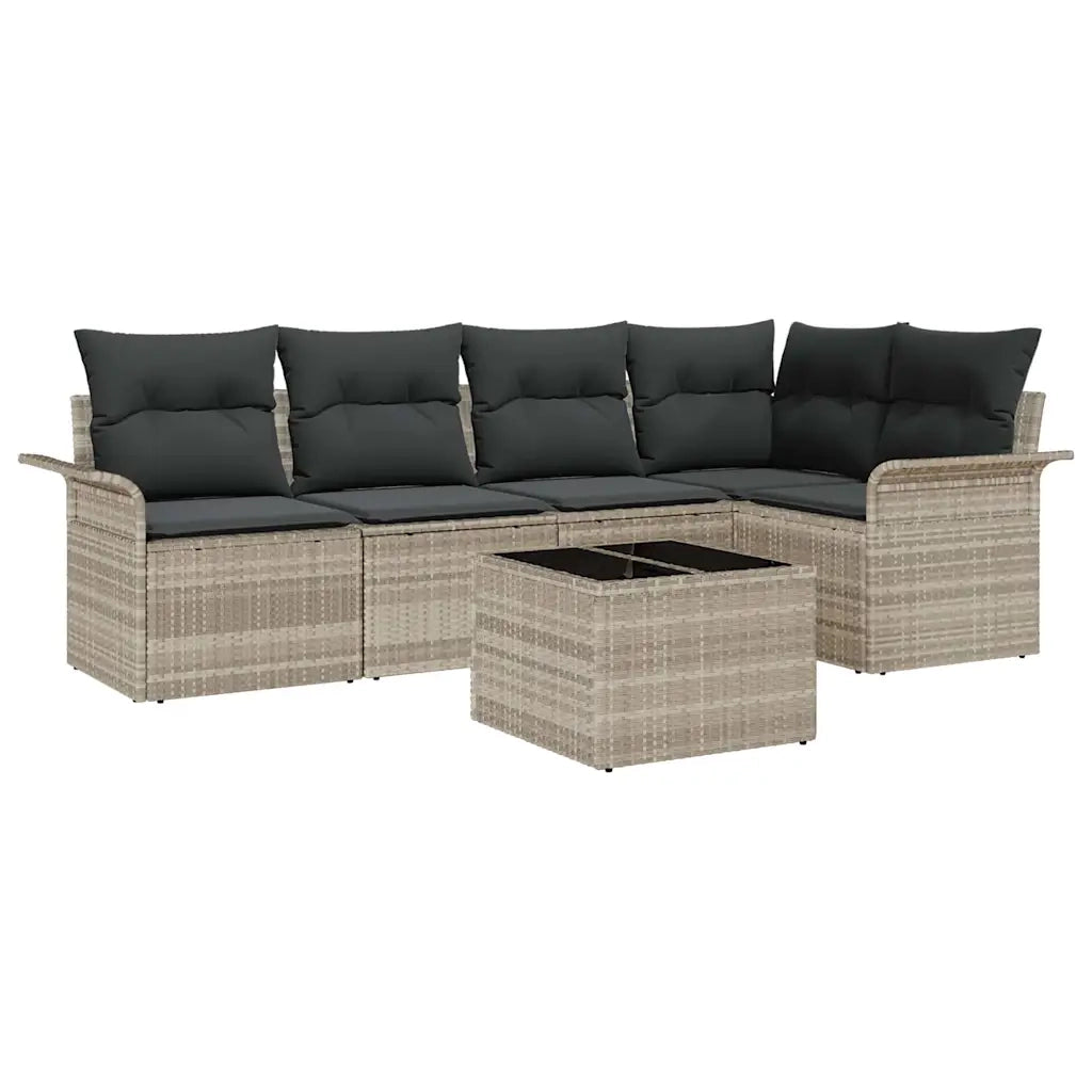 Set Divano da Giardino con cuscino 6 pcs Grigio polyrattan