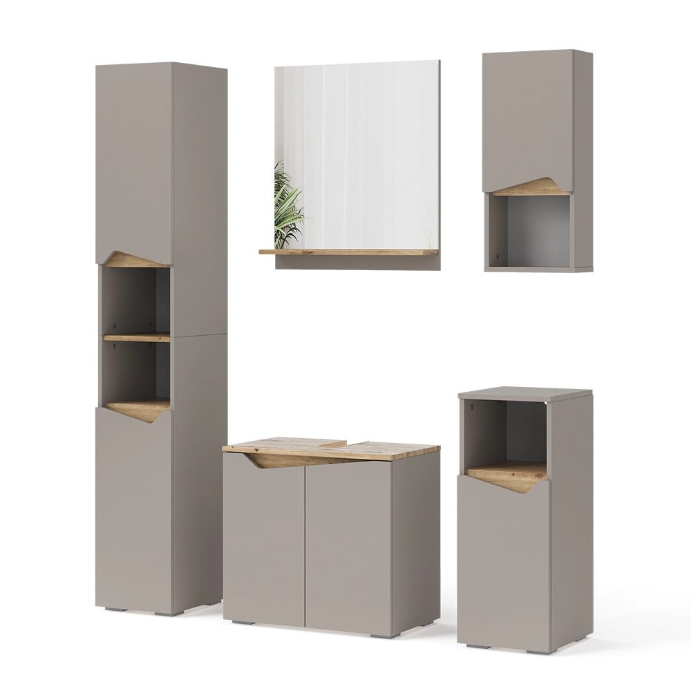 Vicco Combinazione di mobili da bagno Grigio 5 parti