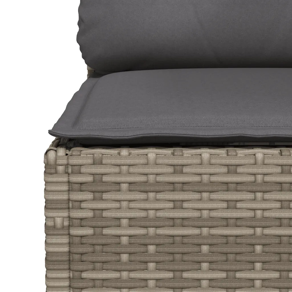 Divano Angolare da Giardino con Cuscini Grigio in Polyrattan 365903