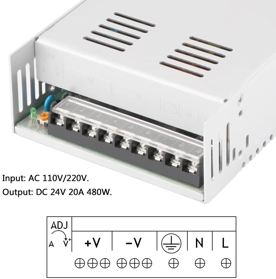 Ac 220v Dc 24v Alimentatore 20A 480W Stabilizzato Switching Trimmer - Benovo