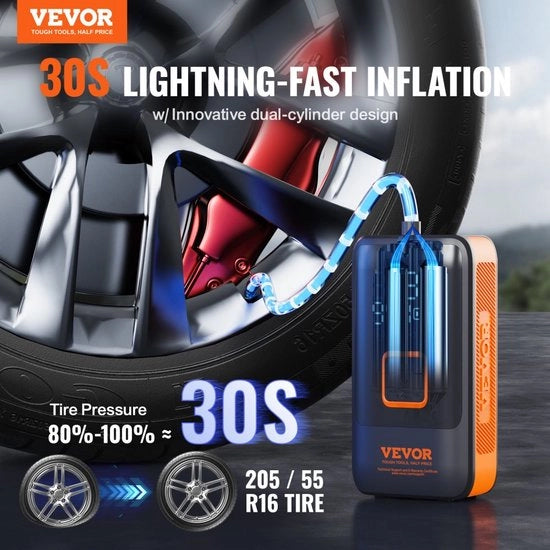 Compressore portatile 24 cilindri pompa mini-banda 42L/min 3x4000mAh compressore elettrico ricaricabile pompa per bicicletta 150PSI pompa a compressore con manometro per auto bicicletta motocicletta palloni