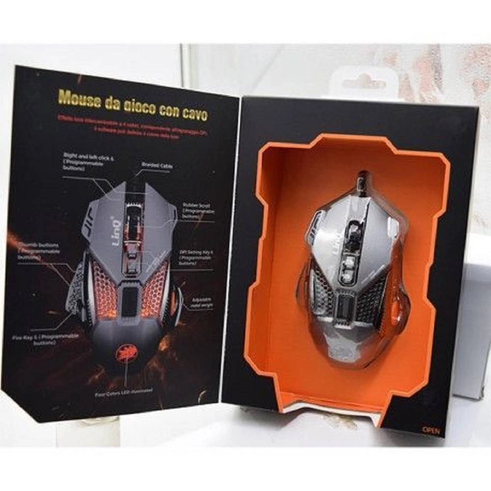 Trade Shop - Mouse Gaming Da Gioco Con Filo Usb 2.0 Dpi Regolabile 4000dpi Rgb Computer Gm8009 -