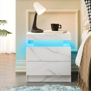 COMODINO LED con 2 cassetti Bianco opaco