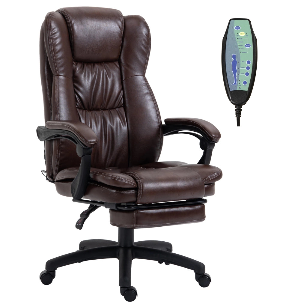 Poltrona Massaggiante Reclinabile Elettrica con Poggiapiedi e Testiera ¨C Minimal ¨C Similpelle Marrone 68.5x68.5x113-121cm