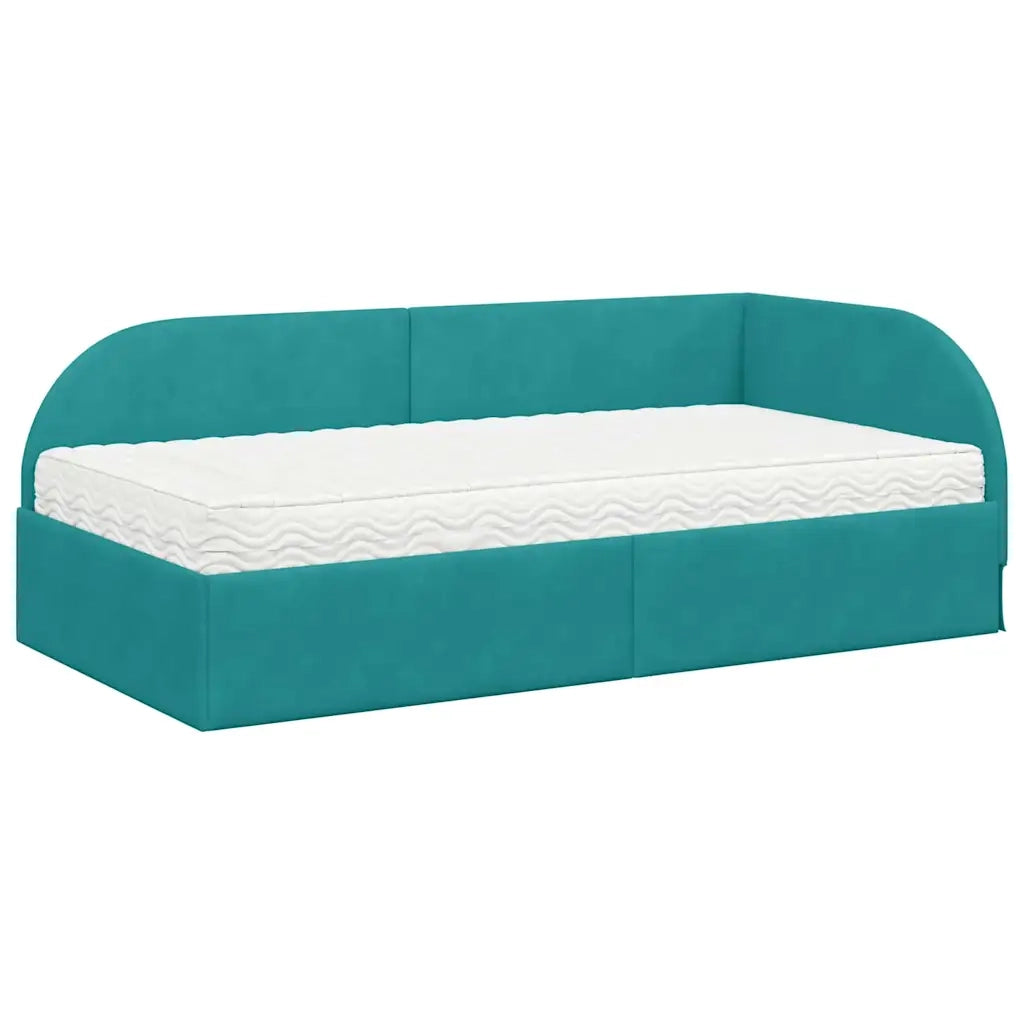 Struttura Letto Angolare con Materasso 2 pcs Turchese Velluto