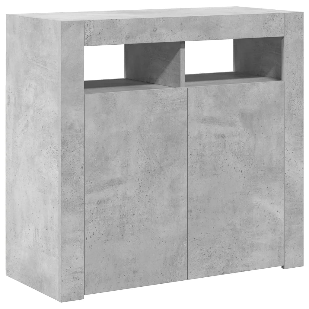 Credenza con Luci LED Grigio Cemento 80x35x75 cm 804332