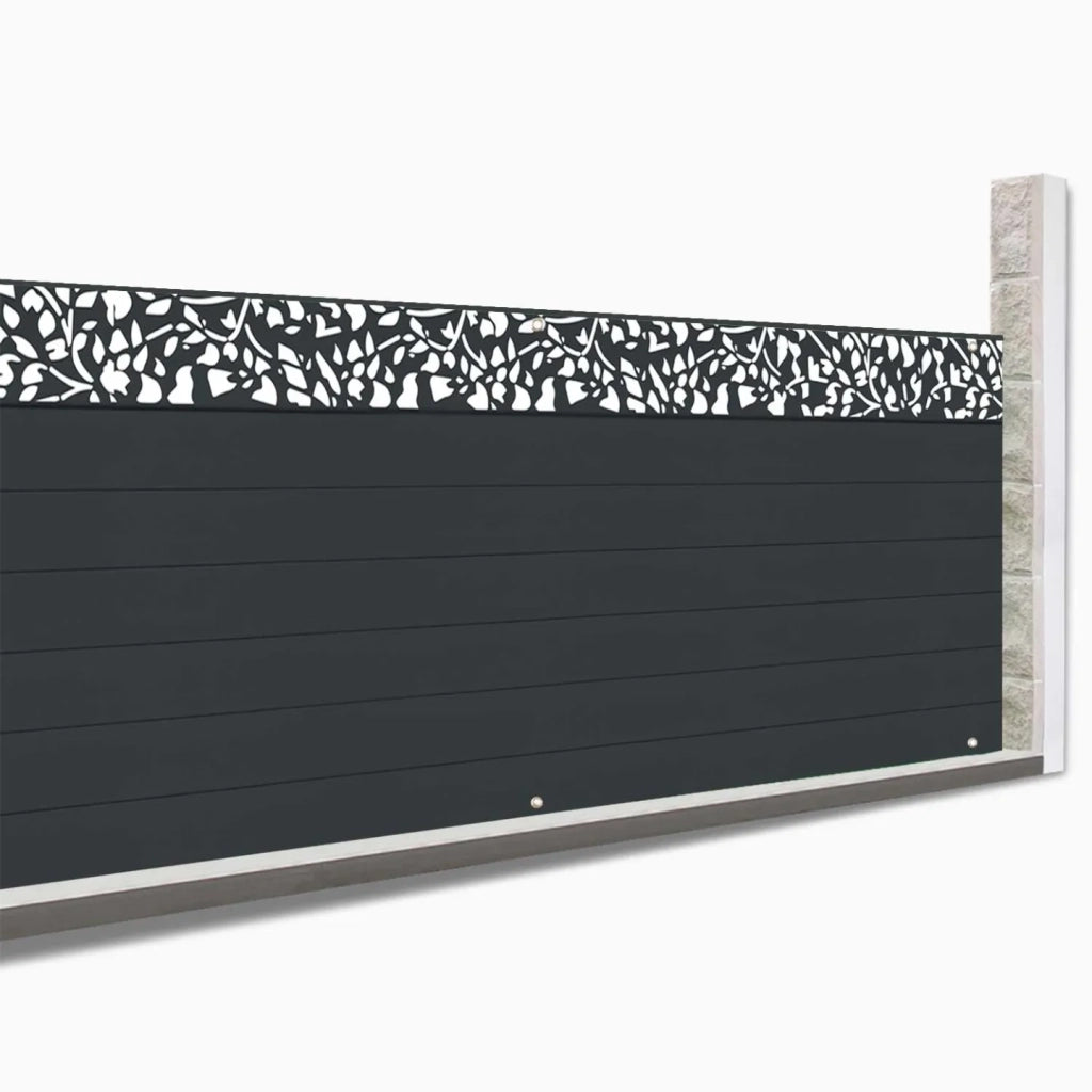 IDMarket - Schermo oscurante 1,5 x 10M effetto doghe di recinzione con motivo FLOWER 160 gr/m²
