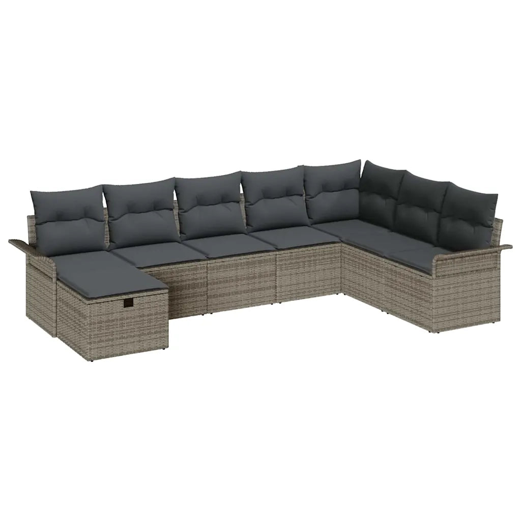 Set Divano da Giardino con cuscino 8 pcs Grigio Poly Rattan 3360260