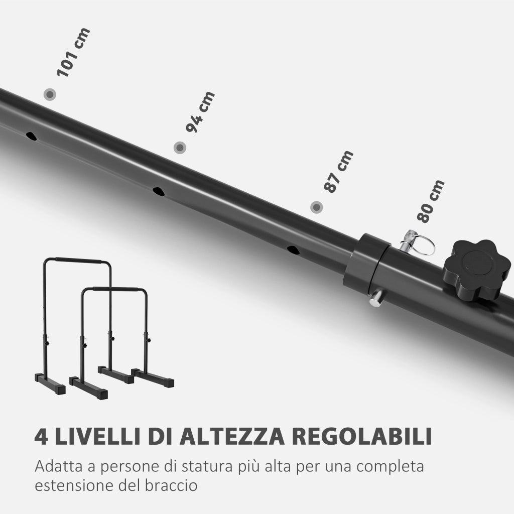 Set 2 Barre per Dip ¨C Minimal ¨C Acciaio Nero, 70x50x80-105 cm