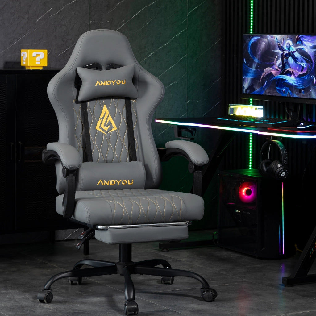 Sedia da gaming con poggiapiedi ¨C Minimal ¨C Grigio