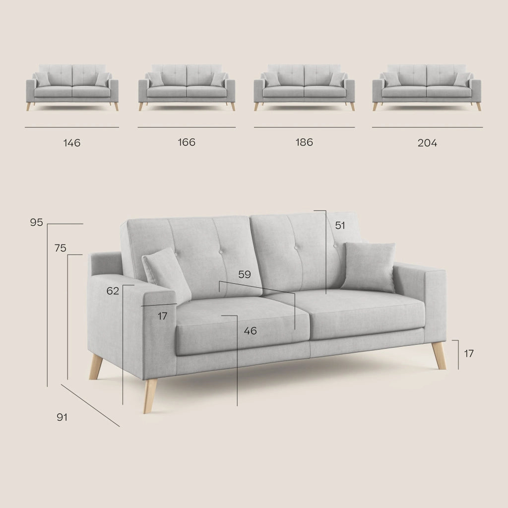 Danish Divano moderno in tessuto morbido impermeabile T02 146 cm rosa