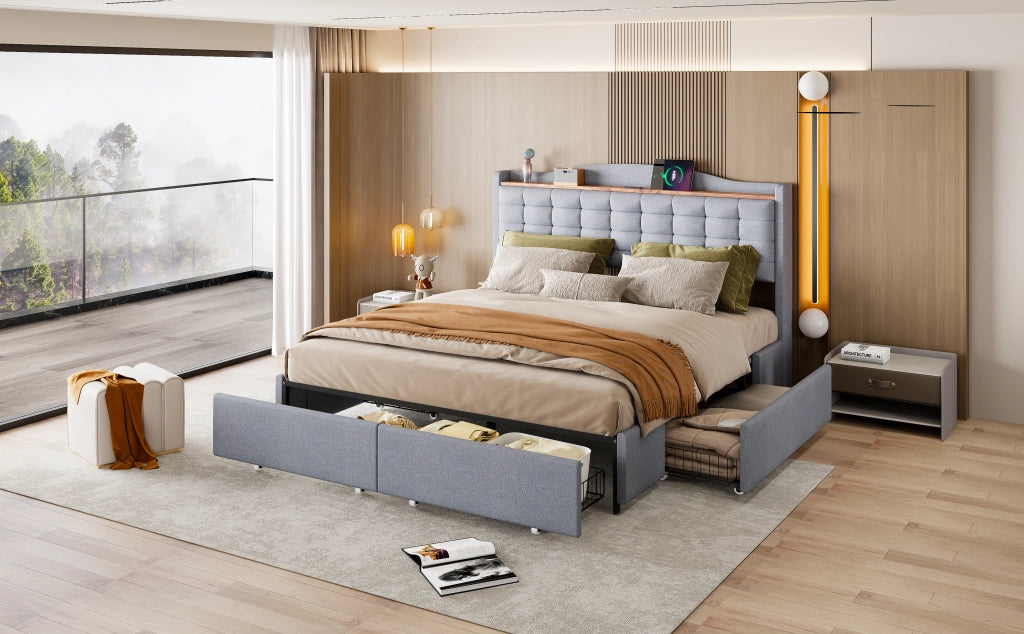 letto imbottito lino grigio 160 x 200 cm