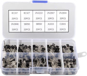 Kit di Transistori 200 pz - Assortimento di Transistori - Ideale per l'Elettronica - Formato TO-92 - Kit di Transistori in Box - Per Appassionati di Elettronica