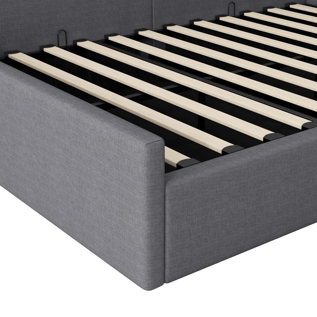 LETTO Imbottito con contenitore 140x200 cm Grigio