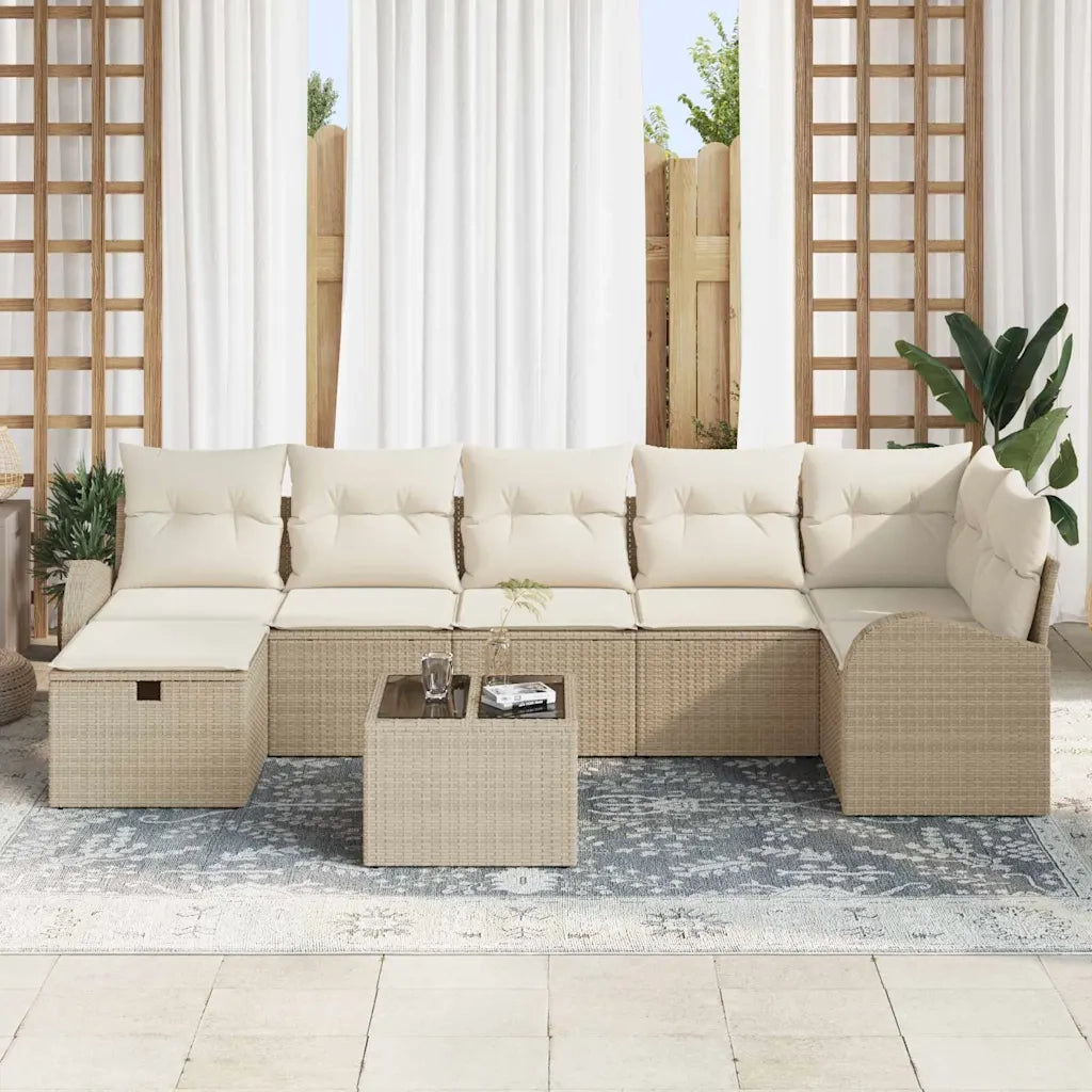 Set Divano da Giardino con cuscino 8 pcs Beige Poly Rattan 3360442