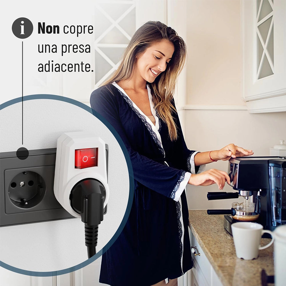 Presa Elettrica con Interruttore Schuko 2 Poli ¨C Xylo ¨C Bianca