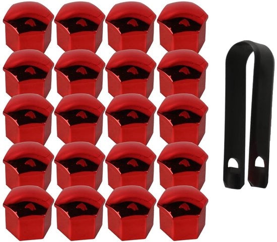 Fascette universali 20 pezzi - Copertura - Impermeabili - In plastica - 21 mm - Rosso con clip - Fascette di chiusura