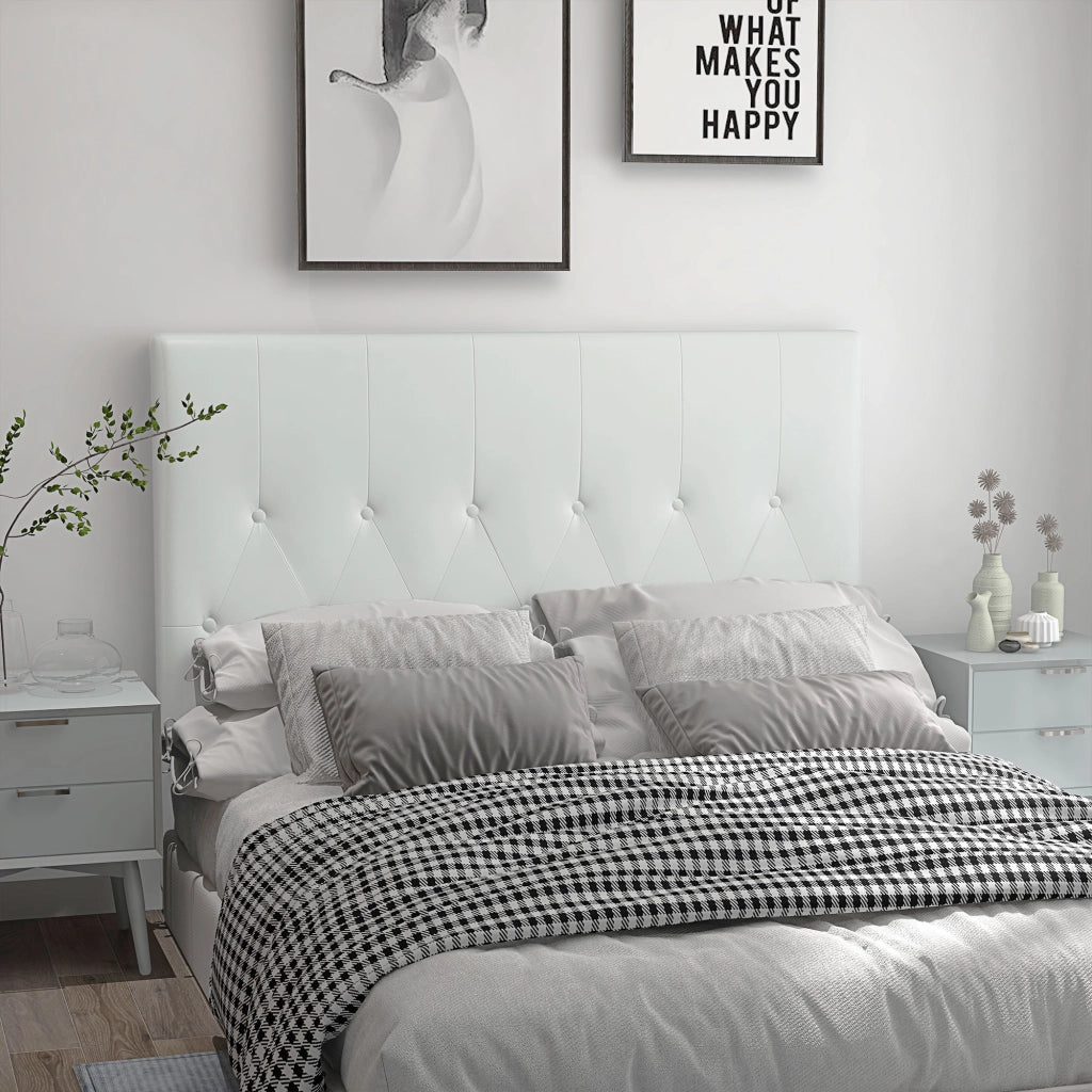 Testiera Letto Matrimoniale Imbottita con Bottoni ¨C Xylo ¨C Pelle PU Bianco 160x120 cm