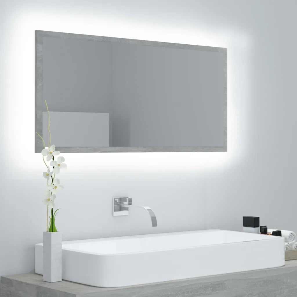 Specchio da Bagno a LED-Specchio per Bagno Grigio 90x8,5x37 cm in Acrilico