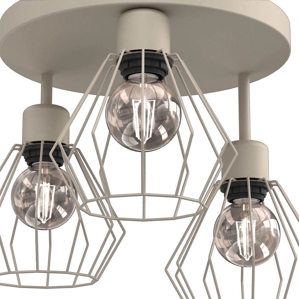 Lampada da soffitto Parkla industriale 3xE27 beige