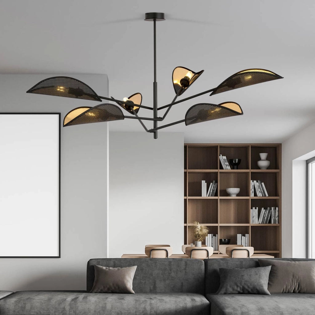 Lampadario Emibig Vene 6 luci E14 nero-oro 102x51cm
