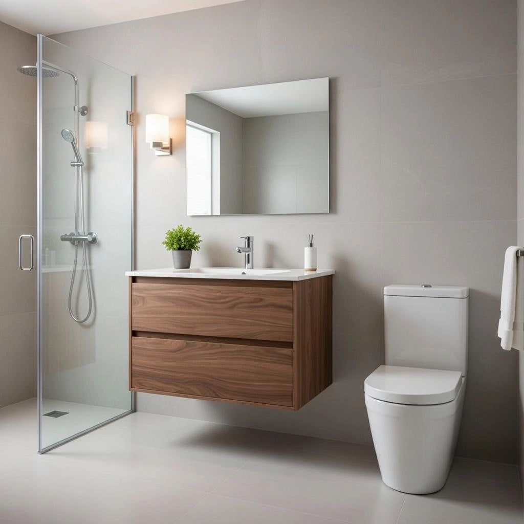 Composizione mobile bagno sospeso con cassetti cm 100 mod. ELEGANCE - Noce