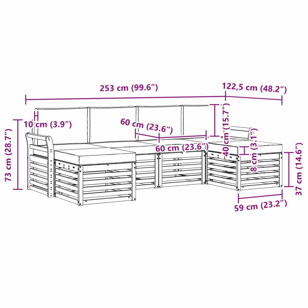Set di divani da esterno 6 pcs Bianco e Antracite 3392277