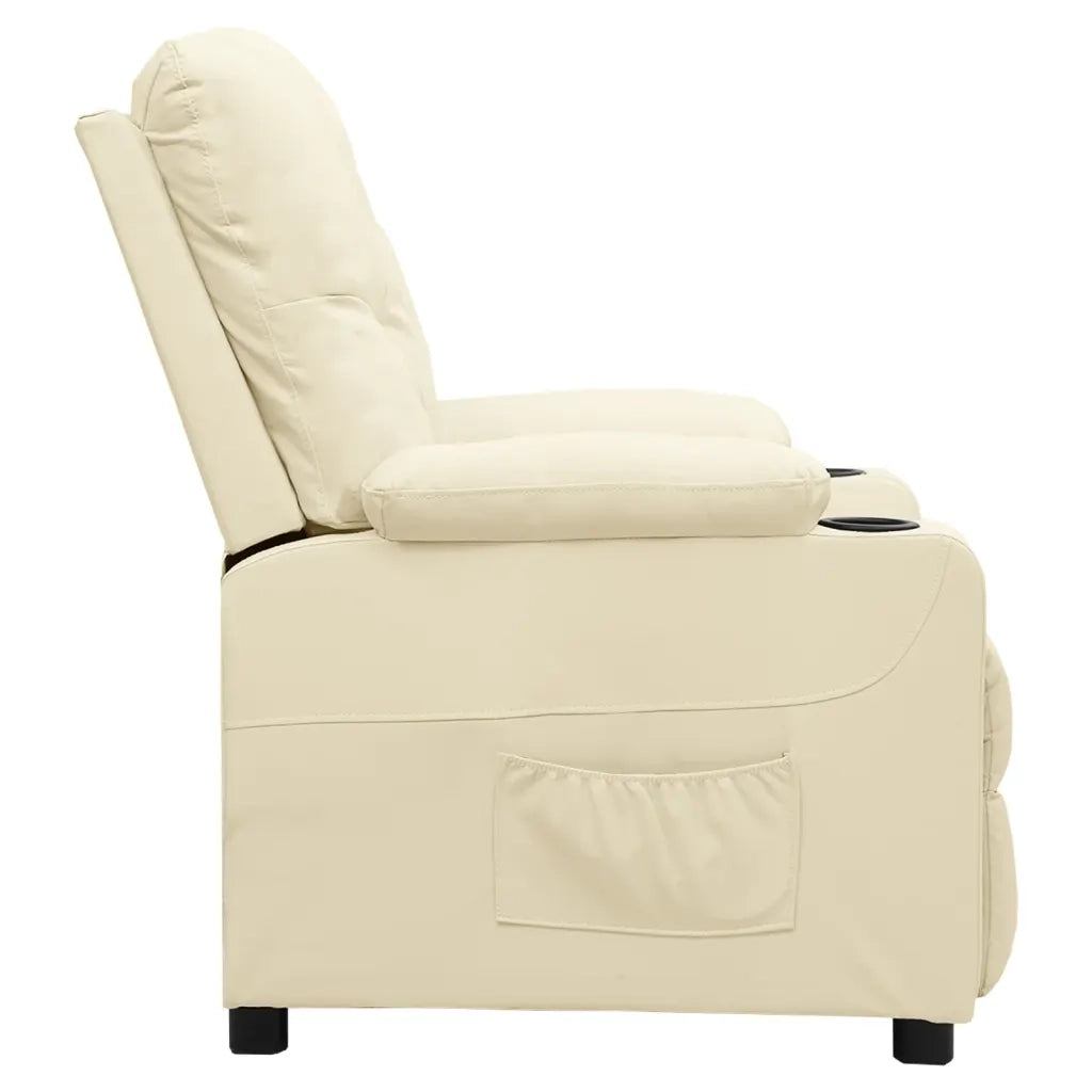 Poltrona | Sedia Relax Reclinabile Crema in Similpelle