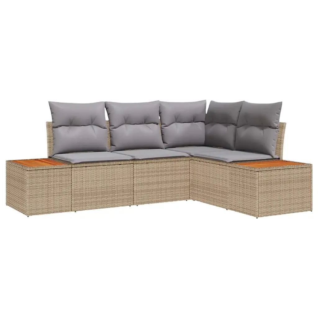 Set Divano da Giardino 5 pcs Grigio chiaro Poly Rattan