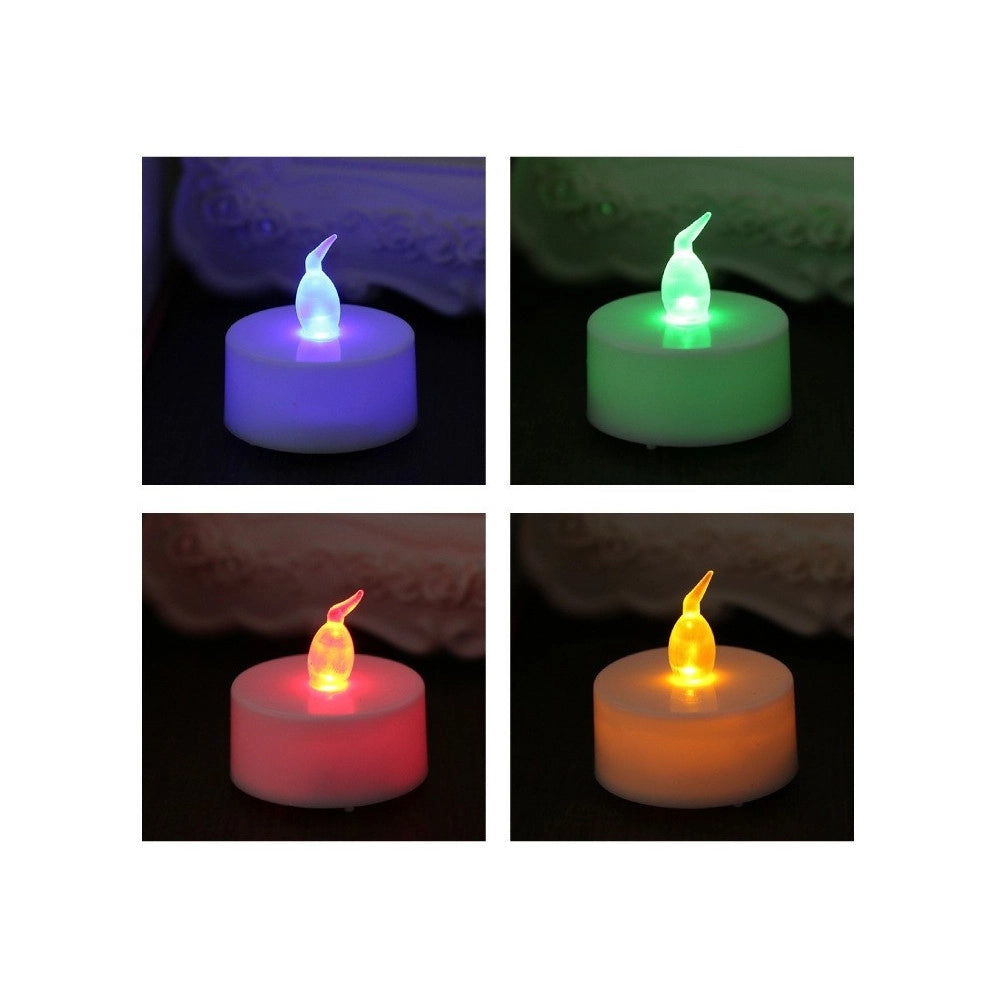 Trade Shop - Set Candele Candeline A Batteria Tea Light A Led Multicolore Rgb Effetto Fiamma -