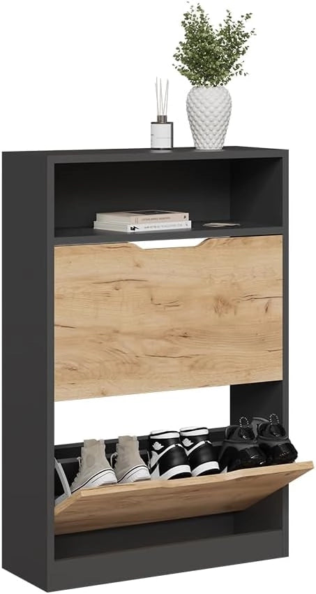 "Luca, Antracite/quercia dorata, 22 x 89.5 cm con 2 scomparti