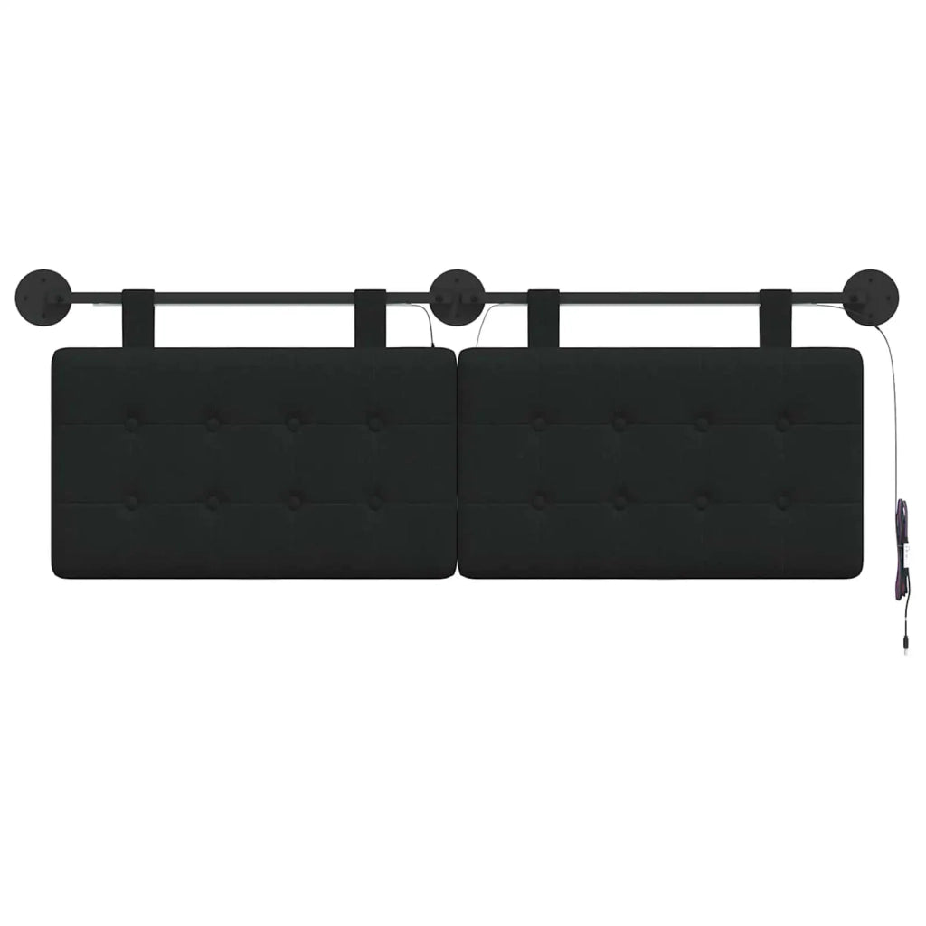 Testiera sospesa Con luce LED Nero Tessuto 3424431