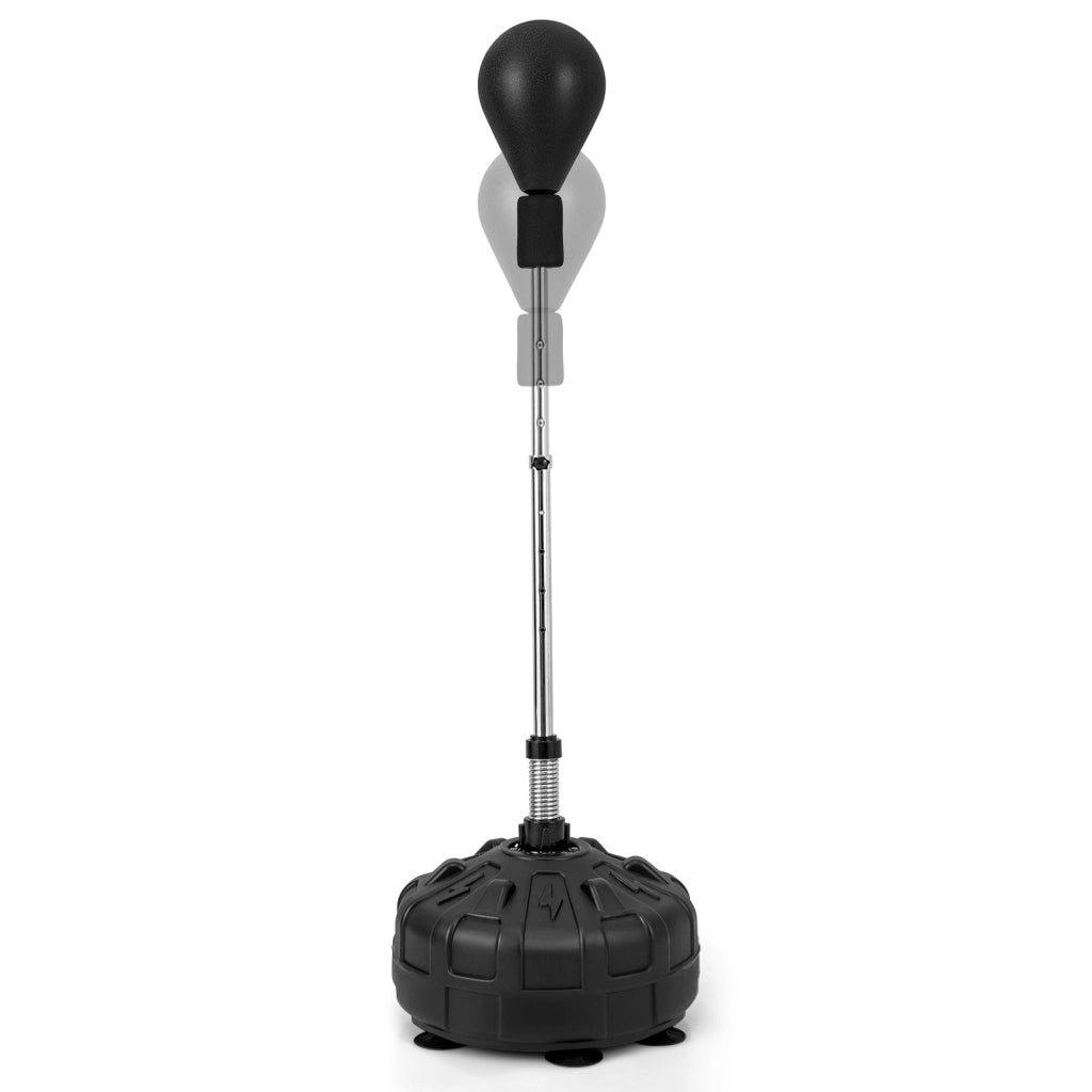 Sacco da boxe da terra con guantoni asta flessibile e base riempibile, Punching ball regolabile in altezza Nero