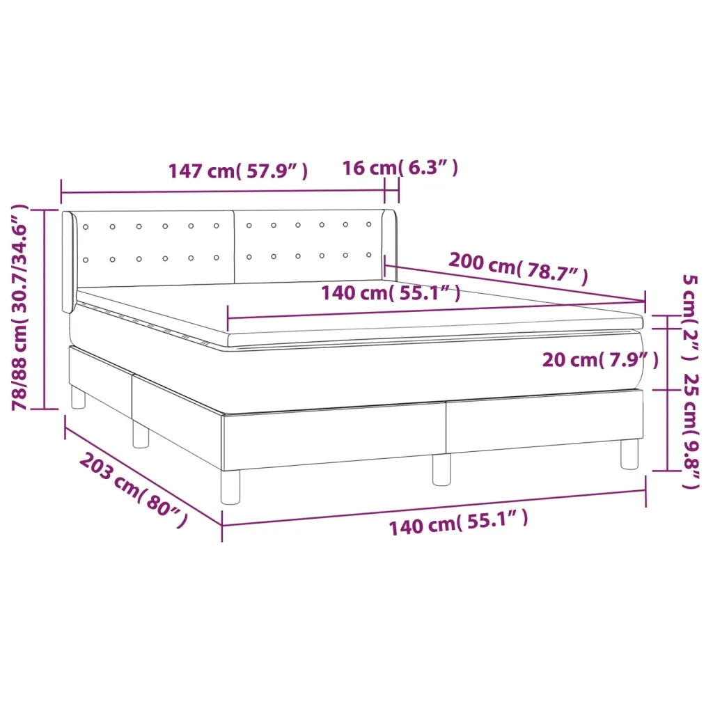 Giroletto a Molle con Materasso Marrone Scuro 140x200cm Tessuto 3130036