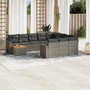Set Divani da Giardino 11 pz con Cuscini in Polyrattan Grigio 3224310