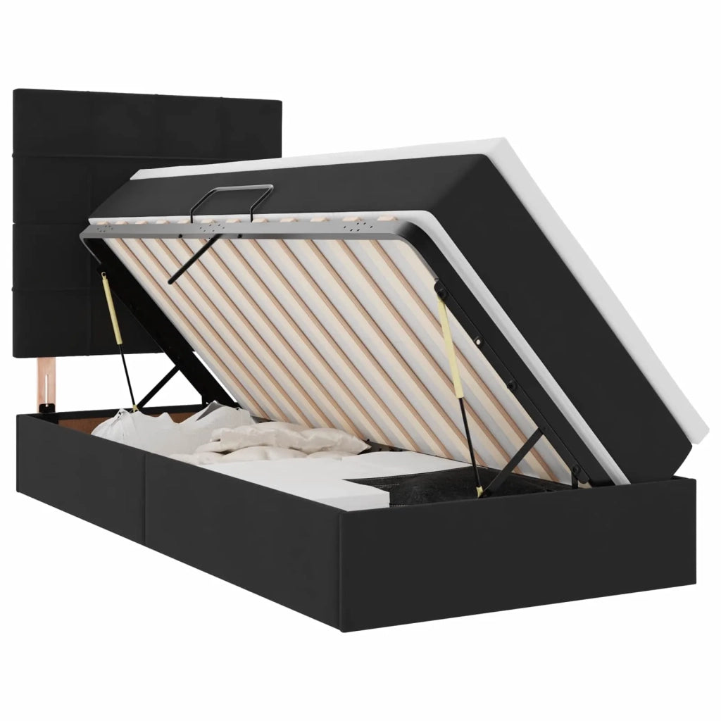 Letto con contenitore e LED con led Nero 90 x 190 cm Velluto 3372635