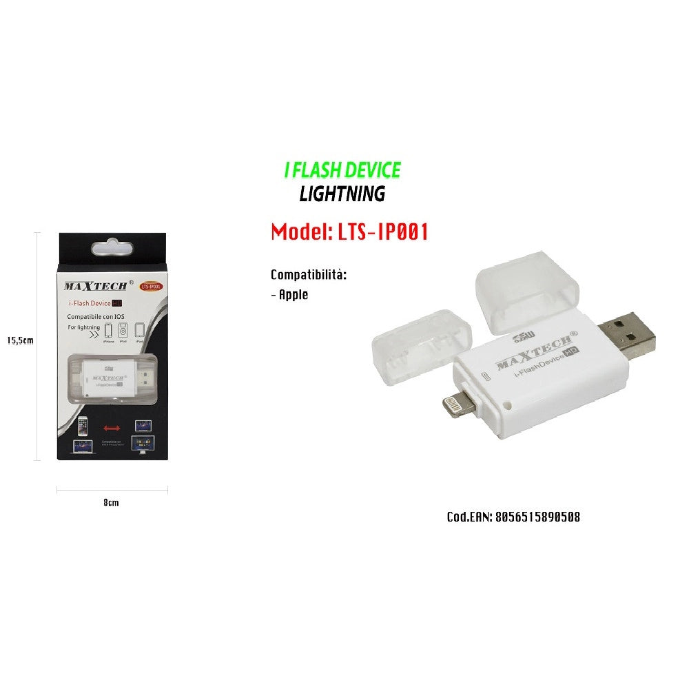 Trade Shop - Pennetta Otg Per Schede Sd/tf Usb Adattatore Compatibile Con Ios Maxtech Lts-ip001 -