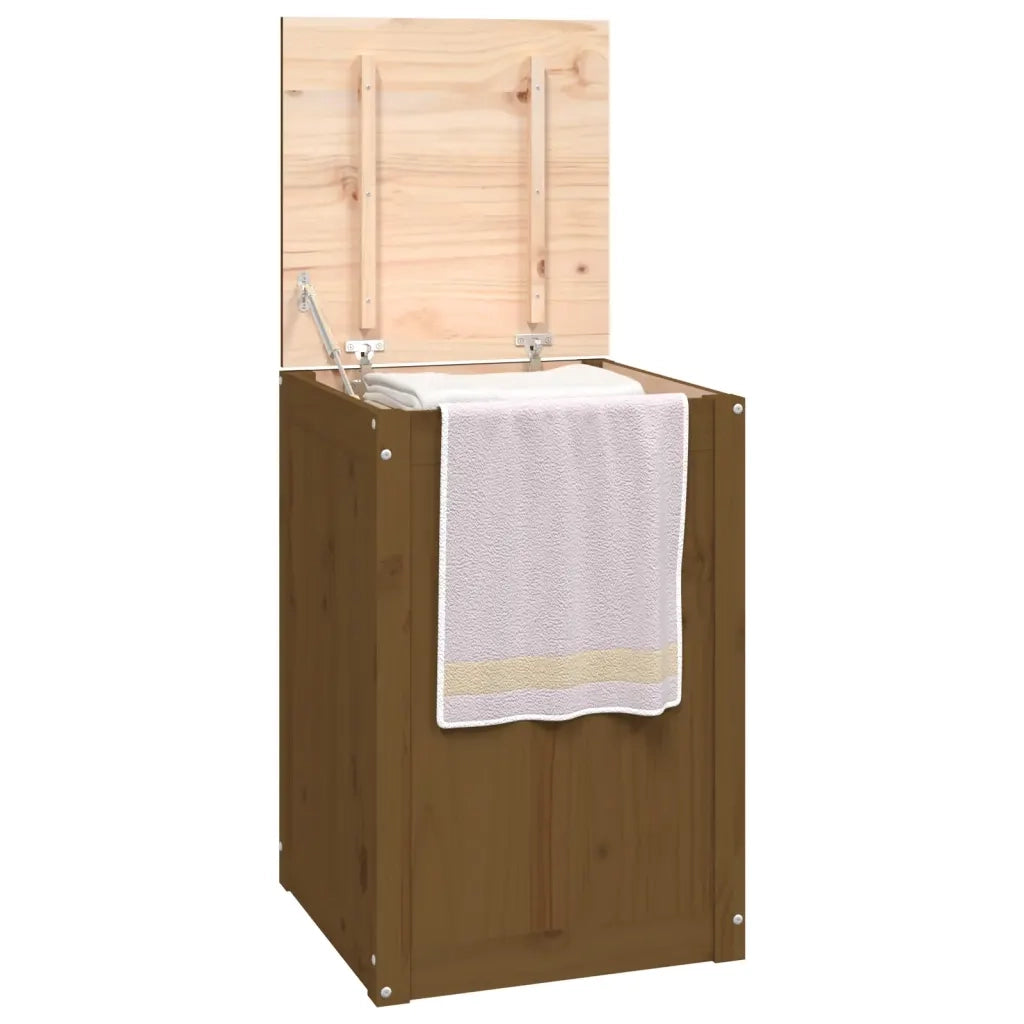 Contenitore per Bucato Ambra 44x44x66 cm Legno Massello Pino 823567