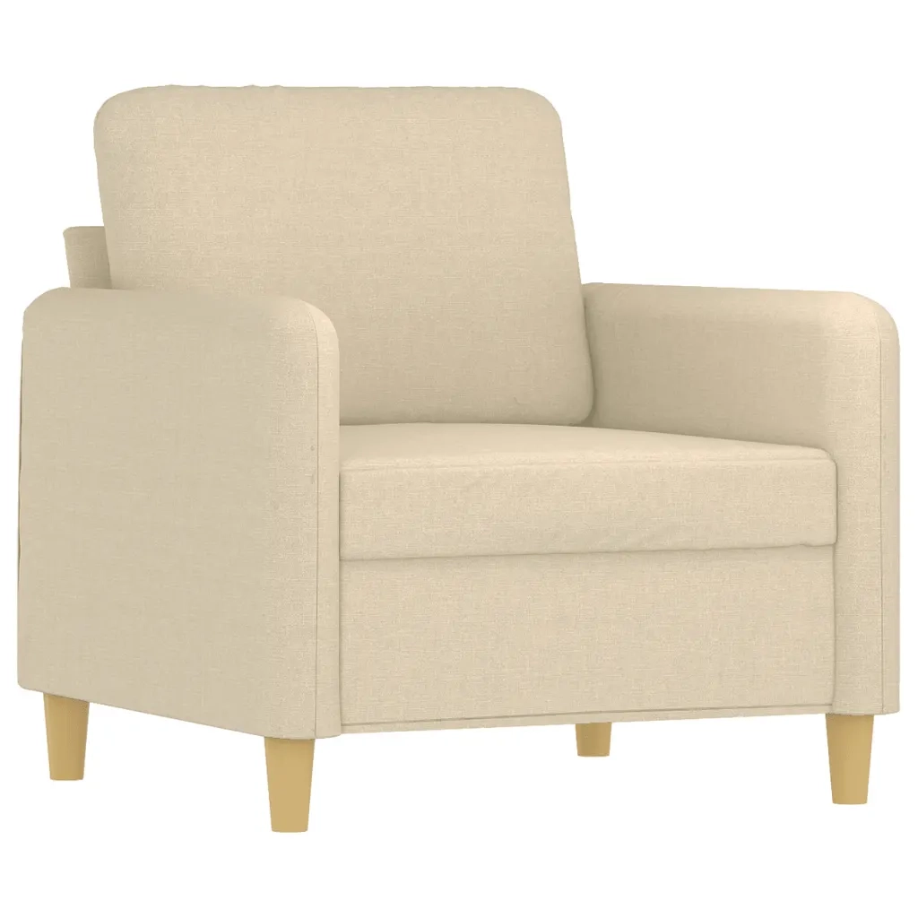 Set di Divani 4 pz con Cuscini Crema in Tessuto