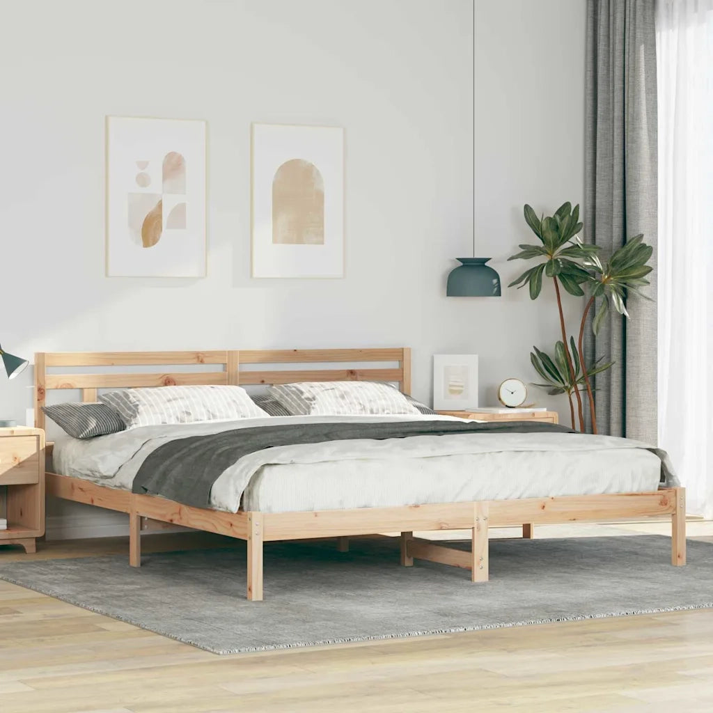 Struttura del letto-Giroletto Marrone 200 x 200 cm Pino massello 811567