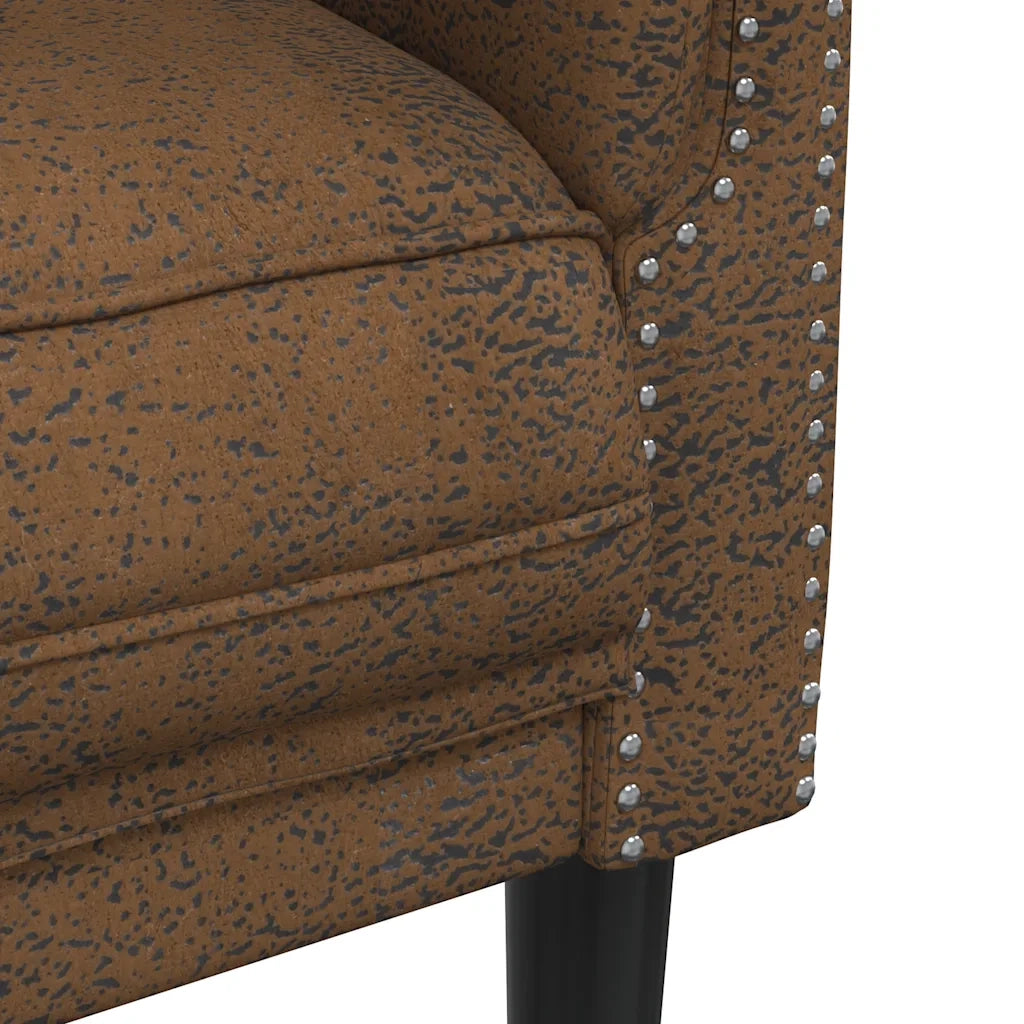 Divano a 3 Posti-Sofa 3 Posti Marrone in Similpelle Scamosciata