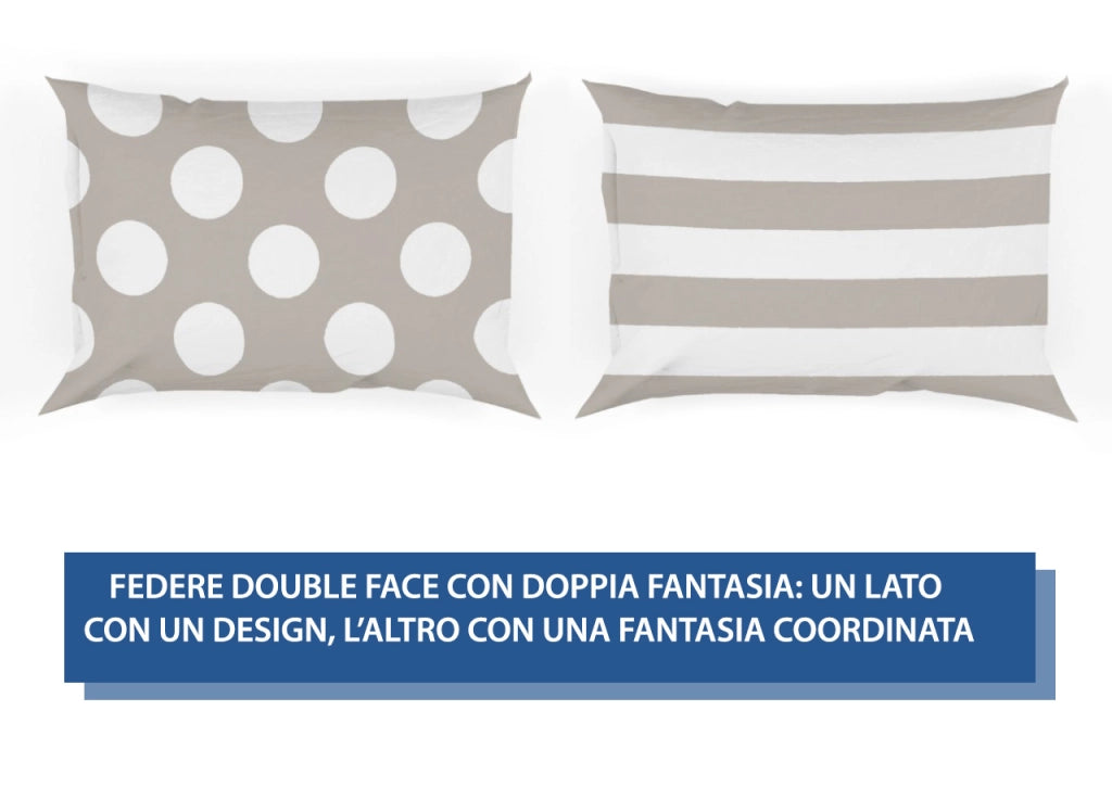 Completo Lenzuola Letto In 100% Cotone Made Italy Disegno Pois - Singolo - Beige
