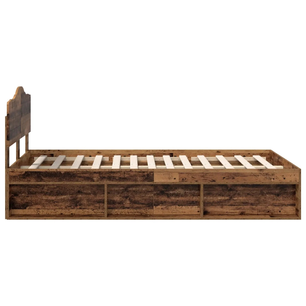 Letto matrimoniale | Letto per adulti | Struttura del letto Legno vecchio 120 x 190 cm Pino massello