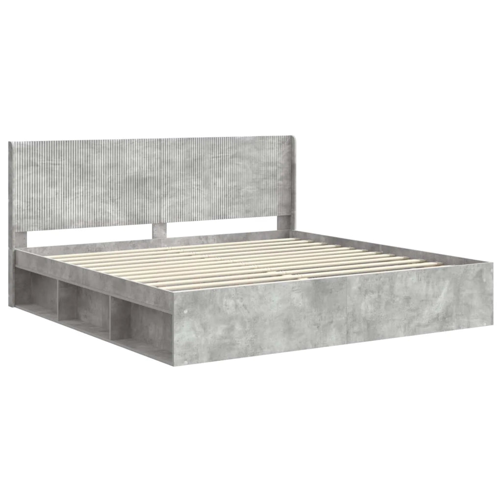 Struttura del letto con stoccaggio e testata Grigio Cemento 3413824