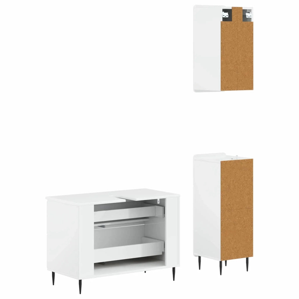 Set di armadietti da bagno in 3 pezzi HAARLEM Bianco Lucido 3417778