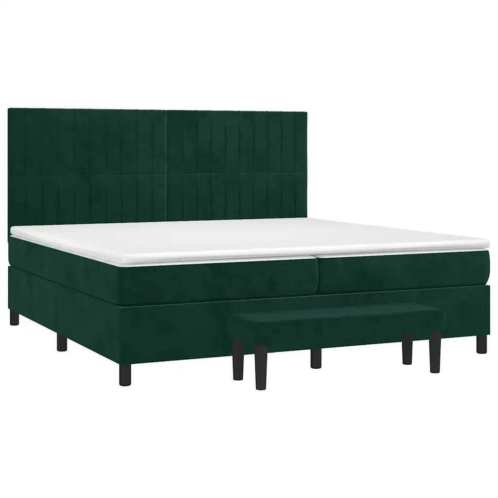 Giroletto a Molle con Materasso Verde Scuro 200x200 cm Velluto 3137986