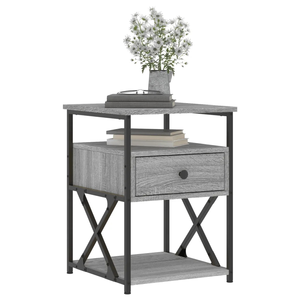 Set di 2 Comodini | Armadio da Notte | Mobiletto da notte Grigio Sonoma 40x42x55 cm in Legno Multistrato