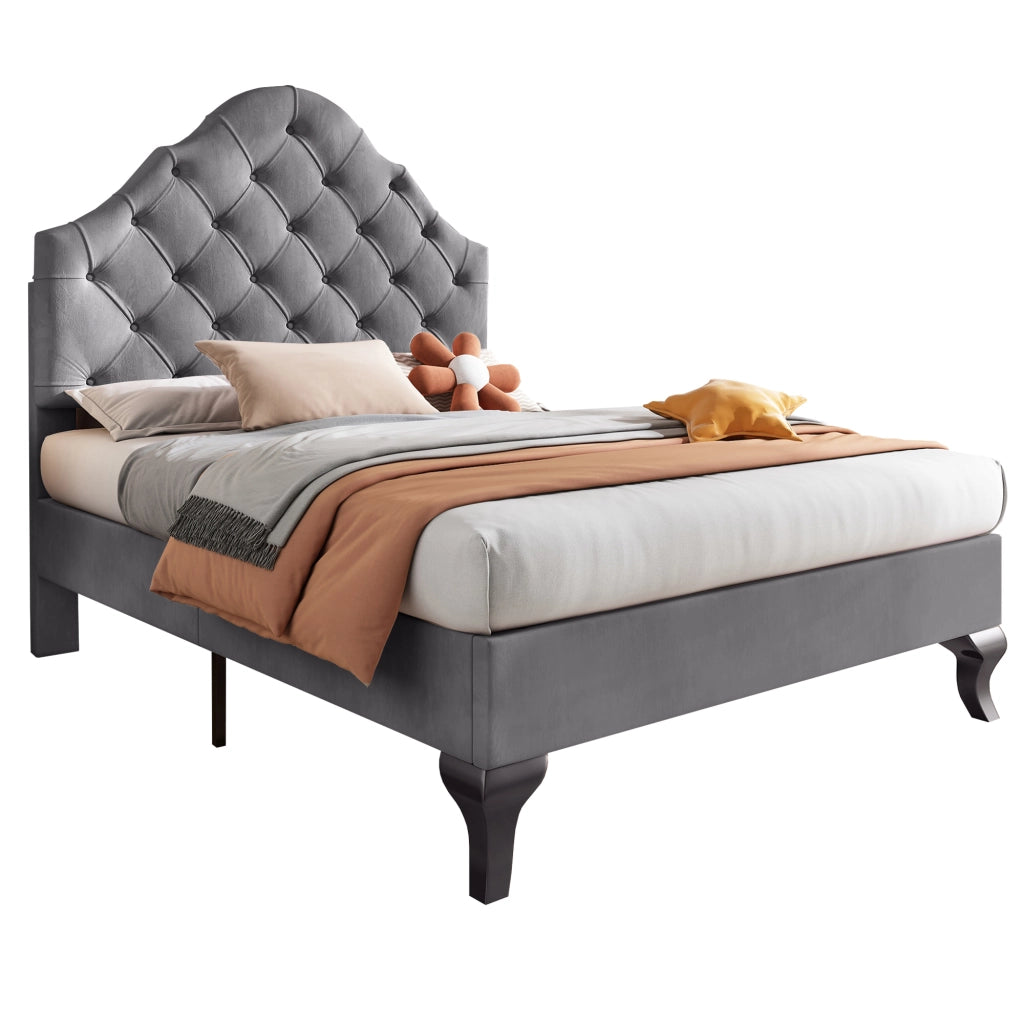 letto imbottito velluto grigio 90 x 200 cm